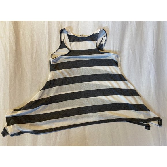 Cecico Women's White/Gray Striped Relaxed Sleeveless Tank With Pocket Medium - Picture 8 of 9